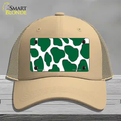 Green White Giraffe Novelty License Plate Hat Mesh / Khaki