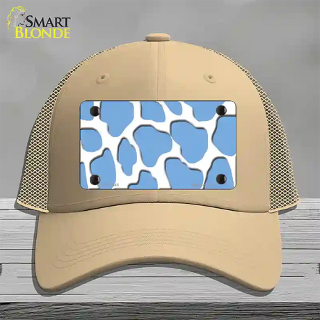 Light Blue White Giraffe Novelty License Plate Hat Mesh / Khaki