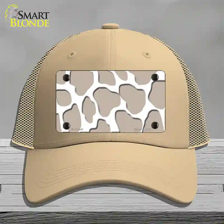 Tan White Giraffe Novelty License Plate Hat Mesh / Khaki