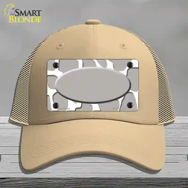 Grey White Giraffe Grey Center Oval Novelty License Plate Hat Mesh / Khaki