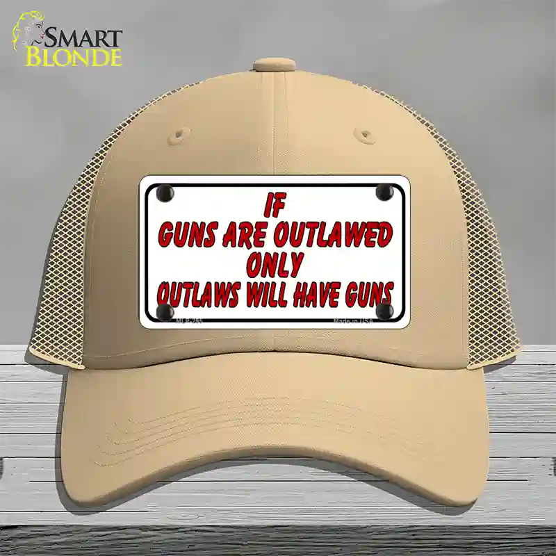 If Guns Are Outlawed Novelty License Plate Hat Mesh / Khaki