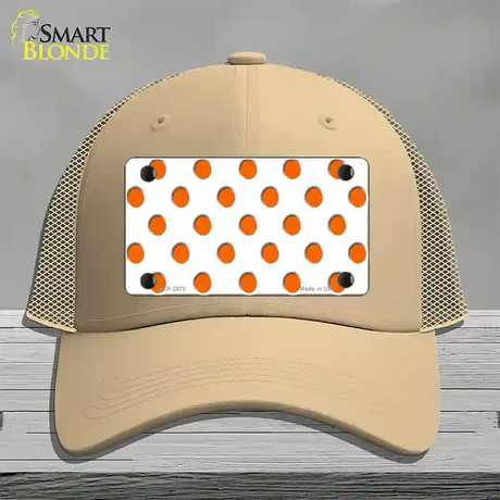 Orange White Polka Dot Novelty License Plate Hat Mesh / Khaki