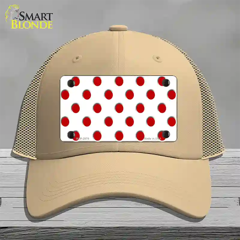 Red White Polka Dot Novelty License Plate Hat Mesh / Khaki