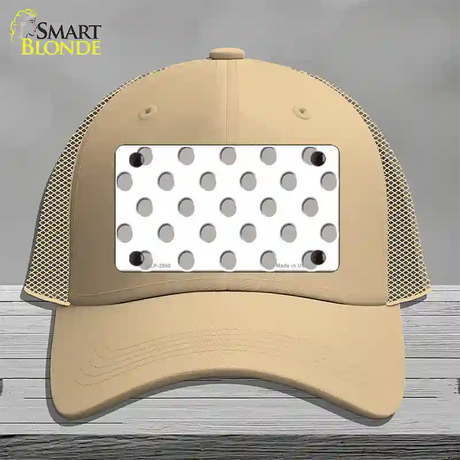 Grey White Polka Dot Novelty License Plate Hat Mesh / Khaki