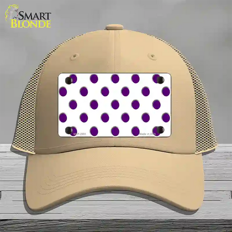 Purple White Polka Dot Novelty License Plate Hat Mesh / Khaki