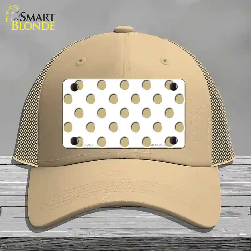 Gold White Polka Dot Novelty License Plate Hat Mesh / Khaki