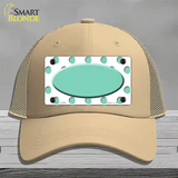 Mint White Polka Dot Teal Center Oval Novelty License Plate Hat Mesh / Khaki