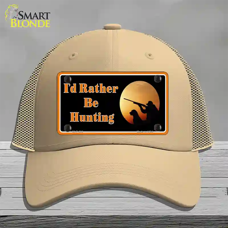 Id Rather Be Hunting Novelty License Plate Hat Mesh / Khaki