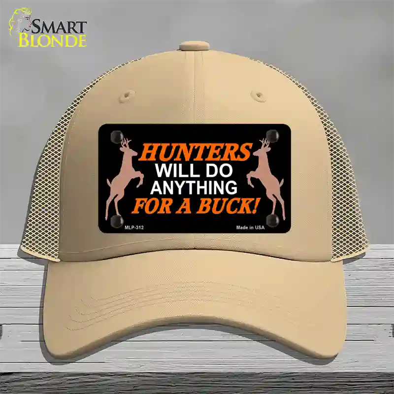 Hunters Will Do Anything Novelty License Plate Hat Mesh / Khaki