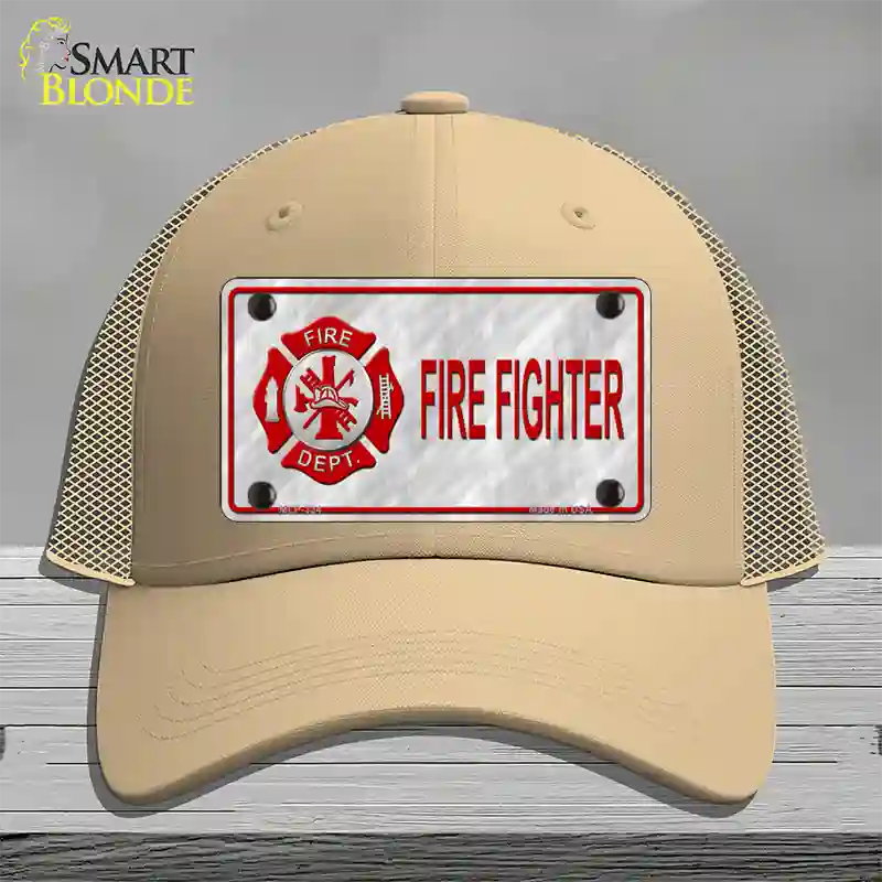 Firefighter Badge Novelty License Plate Hat Mesh / Khaki