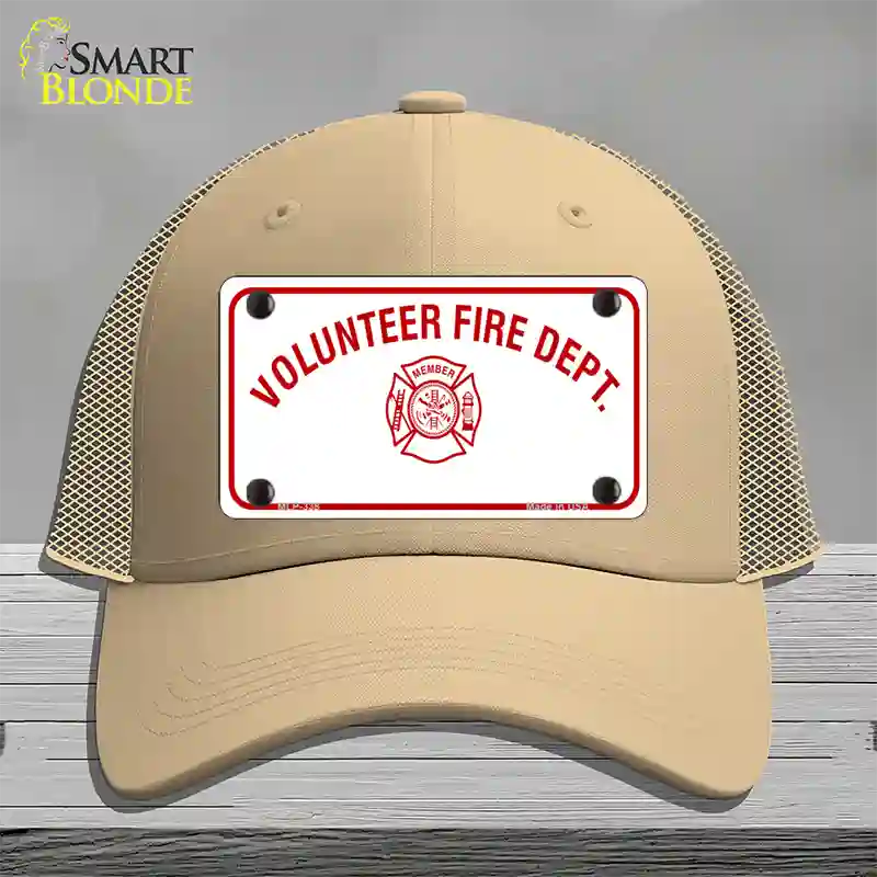 Volunteer Fire Department Novelty License Plate Hat Mesh / Khaki