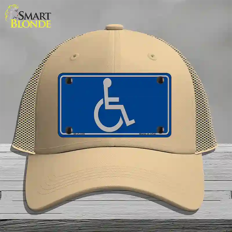 Handicap Logo Novelty License Plate Hat Mesh / Khaki