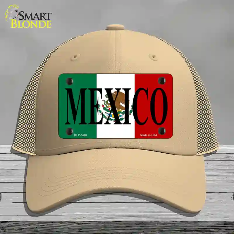 Mexico Novelty License Plate Hat Mesh / Khaki