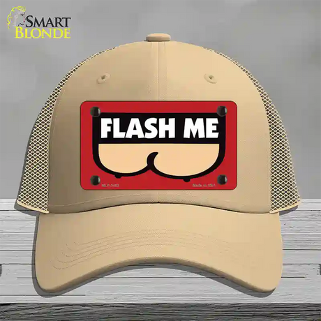 Flash Me Novelty License Plate Hat Mesh / Khaki