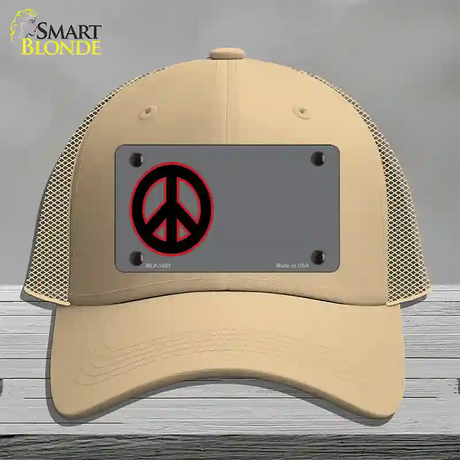 Peace Symbol Offset Novelty License Plate Hat Mesh / Khaki