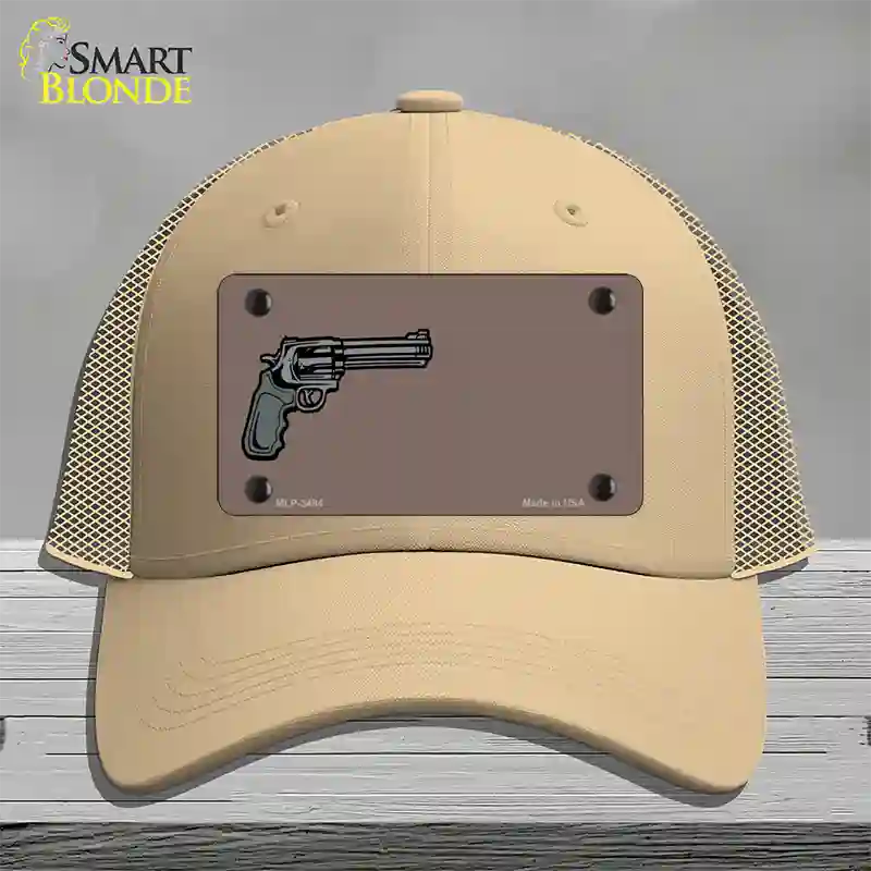 Gun Offset Customizable Novelty License Plate Hat Mesh / Khaki