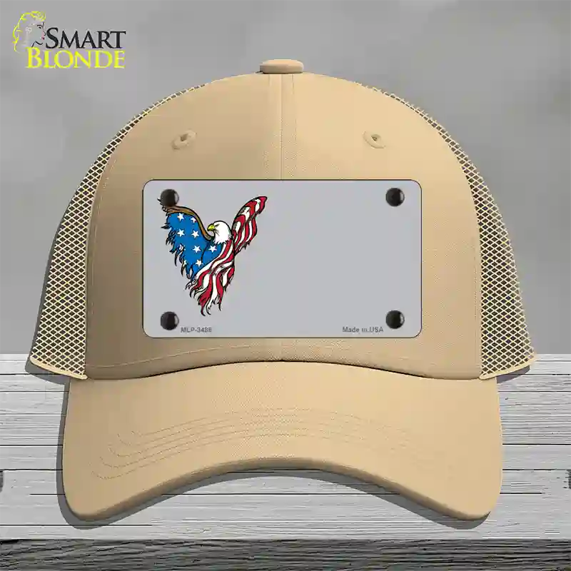 American Eagle Offset Novelty License Plate Hat Mesh / Khaki