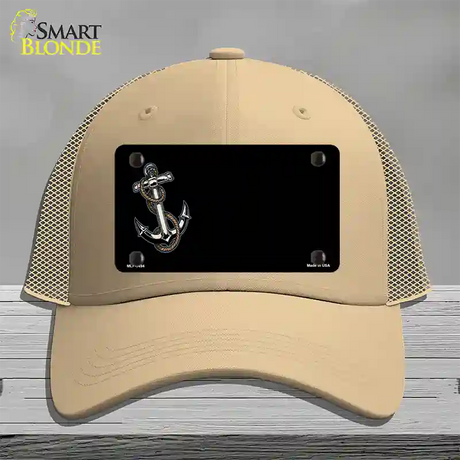 Anchor Offset Novelty License Plate Hat Mesh / Khaki