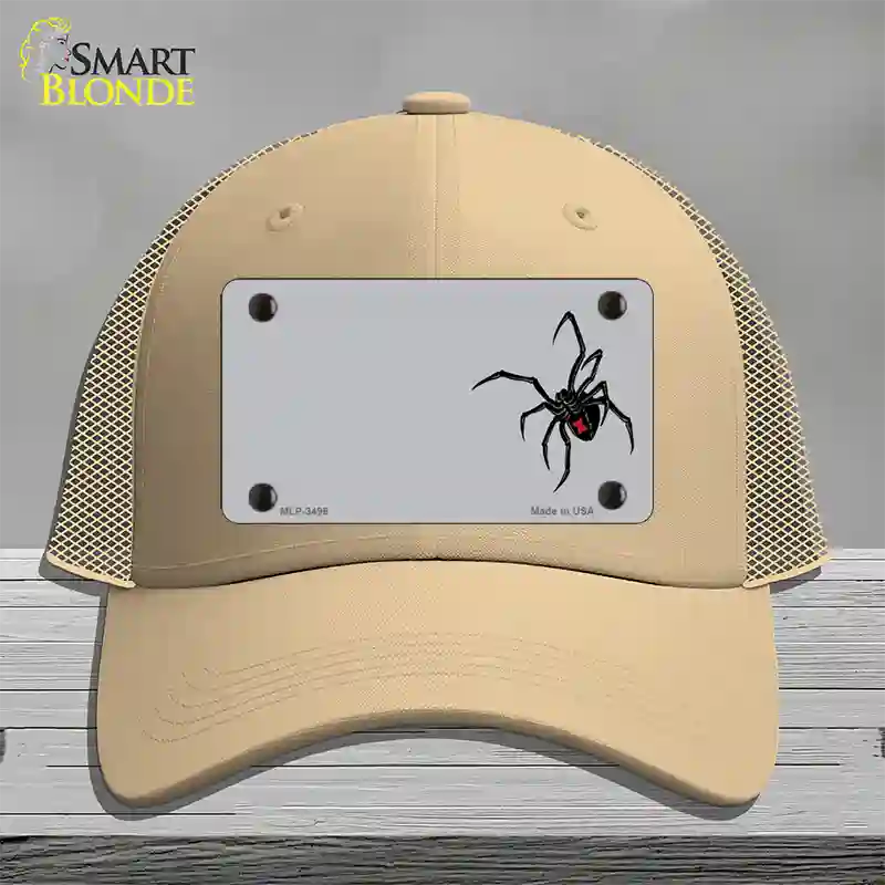 Black Widow Offset Novelty License Plate Hat Mesh / Khaki