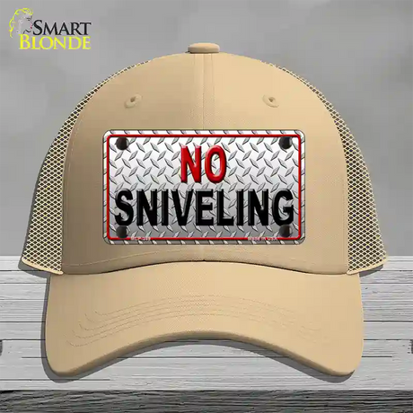 No Sniveling Novelty License Plate Hat Mesh / Khaki