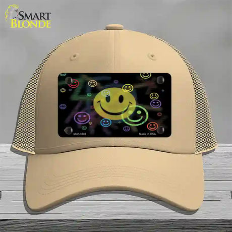 Smiley Novelty License Plate Hat Mesh / Khaki