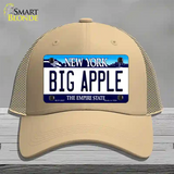 Big Apple New York Novelty License Plate Hat Mesh / Khaki