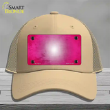 Pink White Fade Scratched Novelty License Plate Hat Mesh / Khaki