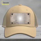 Tan White Fade Scratched Novelty License Plate Hat Mesh / Khaki