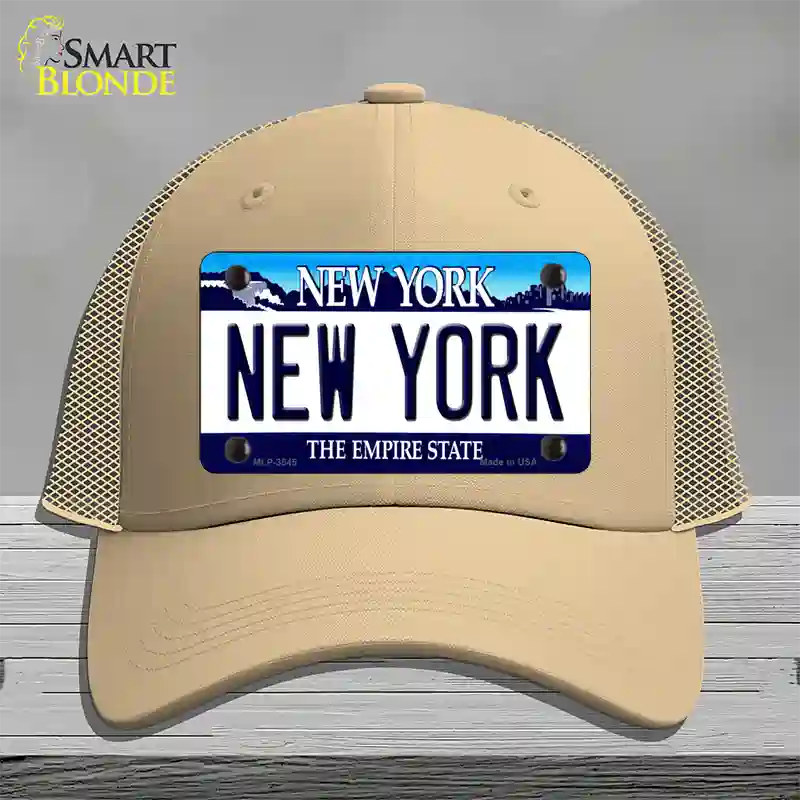 New York State Novelty License Plate Hat Mesh / Khaki