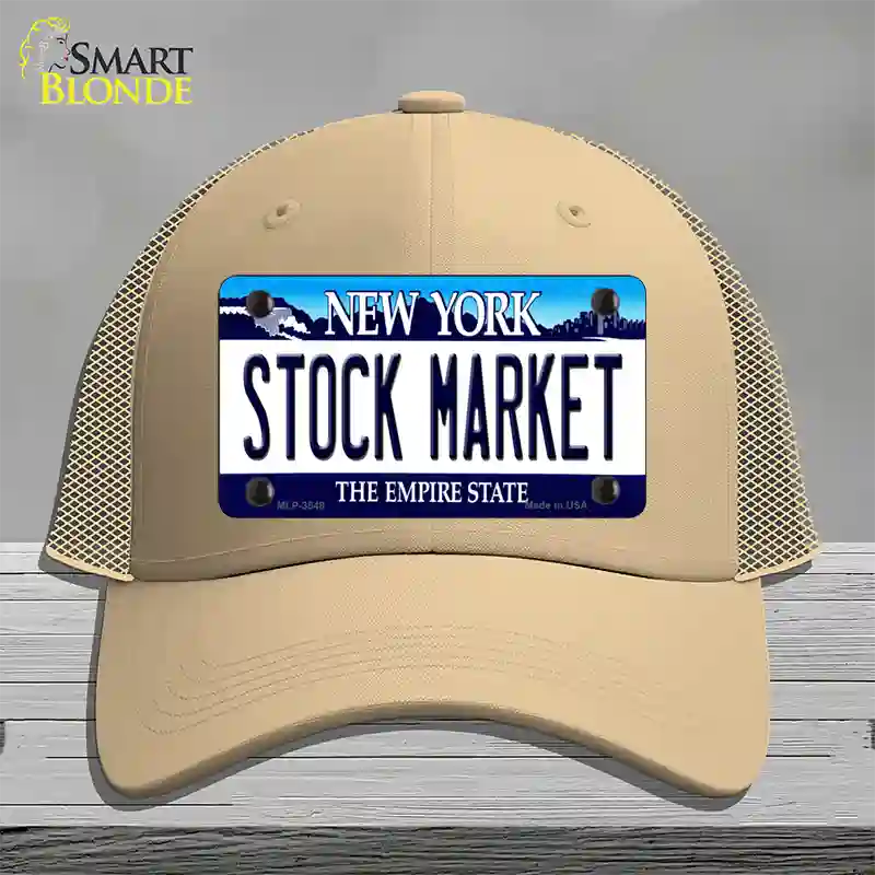 Stock Market New York Novelty License Plate Hat Mesh / Khaki