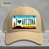 I Love Arizona Novelty License Plate Hat Mesh / Khaki