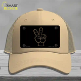 Peace Fingers Novelty License Plate Hat Mesh / Khaki