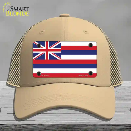 Hawaii Flag State Flag Novelty License Plate Hat Mesh / Khaki