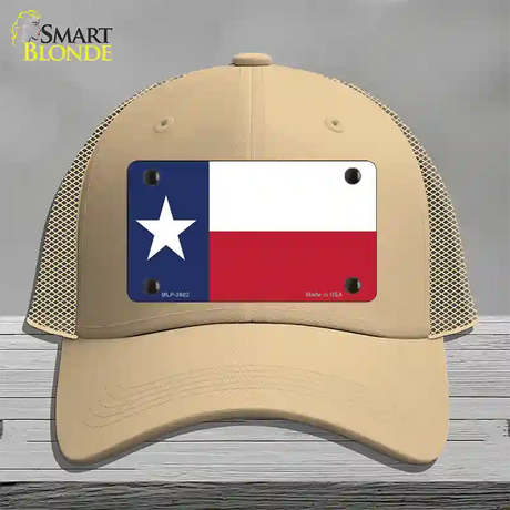 Texas State Flag Novelty License Plate Hat Mesh / Khaki