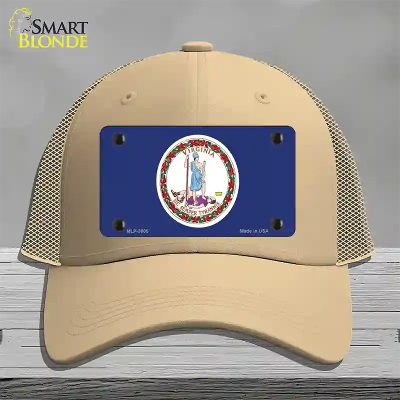 Virginia State Flag Novelty License Plate Hat Mesh / Khaki