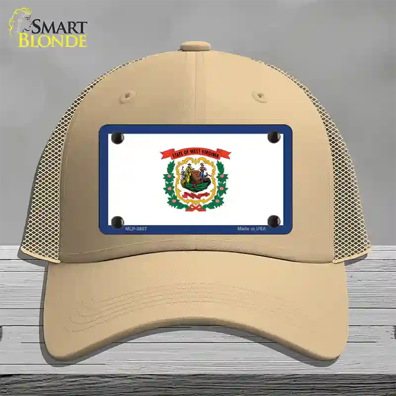 West Virginia State Flag Novelty License Plate Hat Mesh / Khaki