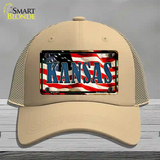 Kansas USA Novelty License Plate Hat Mesh / Khaki