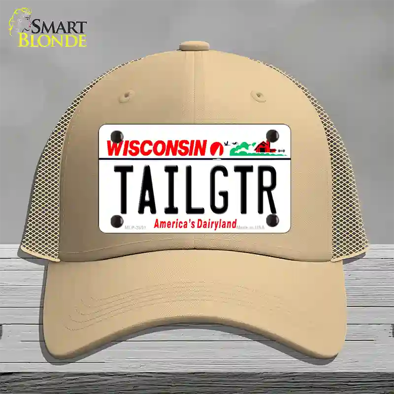 Tailgtr Wisconsin Novelty License Plate Hat Mesh / Khaki