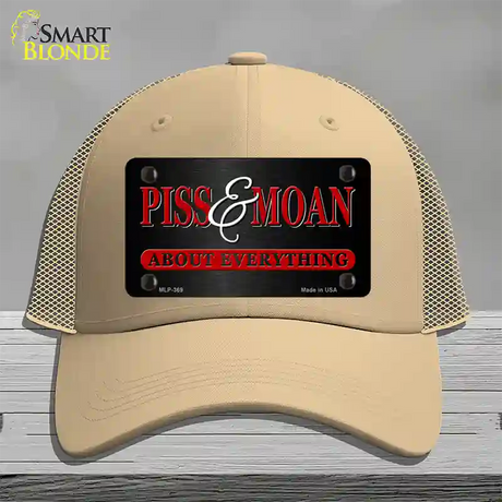 Piss & Moan Novelty License Plate Hat Mesh / Khaki