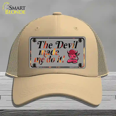 The Devil Made Me Novelty License Plate Hat Mesh / Khaki