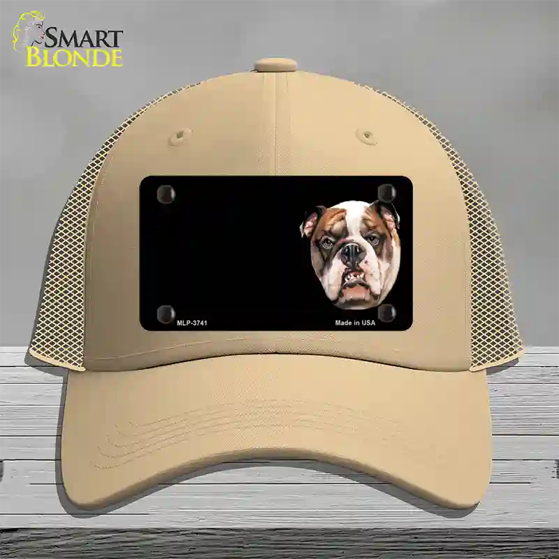 Bull Dog Offset Novelty License Plate Hat Mesh / Khaki