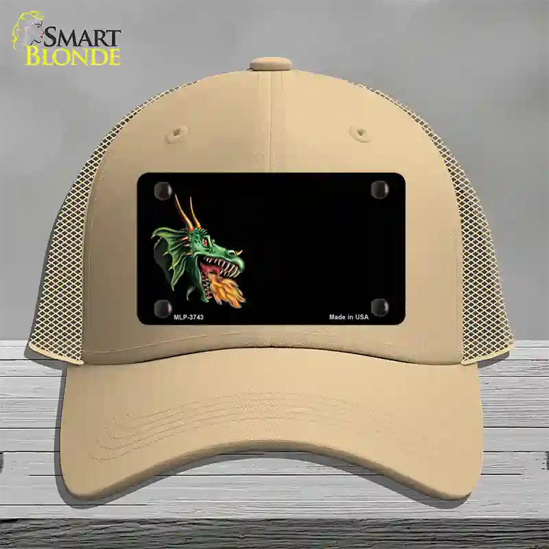 Dragon Offset Customizable Novelty License Plate Hat Mesh / Khaki