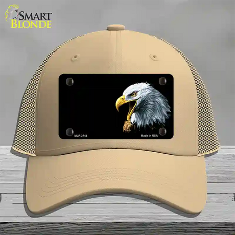 Bald Eagle Offset Novelty License Plate Hat Mesh / Khaki