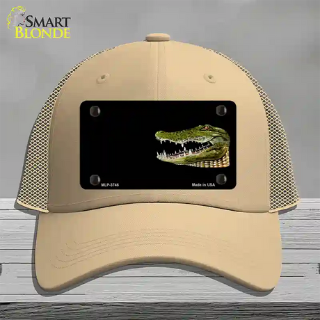 Gator Offset Novelty License Plate Hat Mesh / Khaki