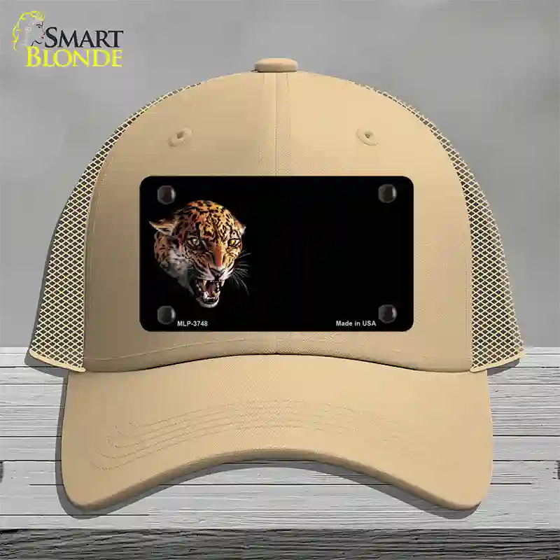 Jaguar Offset Novelty License Plate Hat Mesh / Khaki