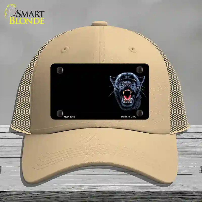 Panther Offset Novelty License Plate Hat Mesh / Khaki