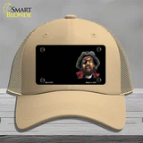 Pirate Offset Novelty License Plate Hat Mesh / Khaki