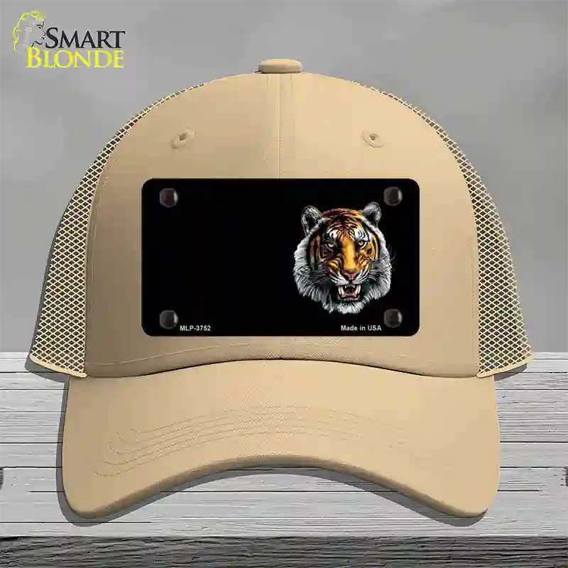 Tiger Offset Novelty License Plate Hat Mesh / Khaki