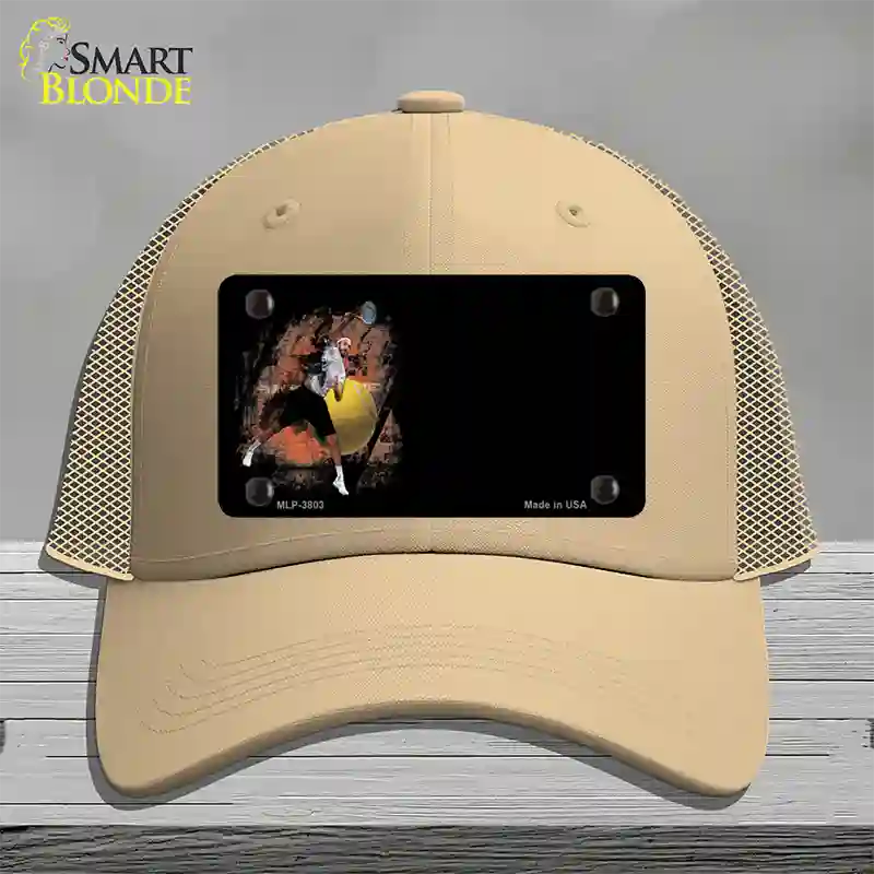 Tennis Offset Novelty License Plate Hat Mesh / Khaki