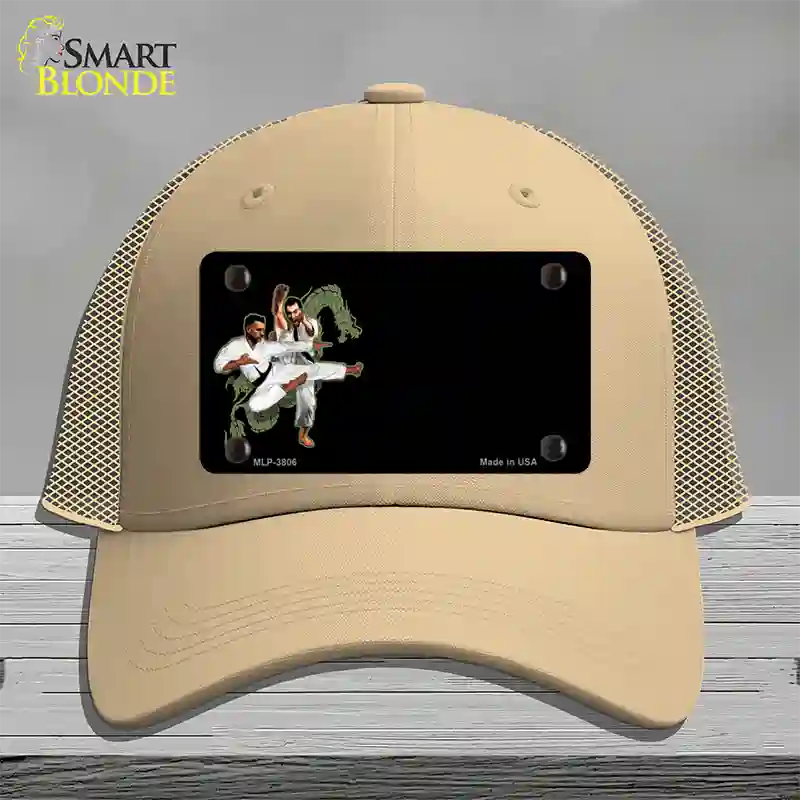 Karate Offset Novelty License Plate Hat Mesh / Khaki